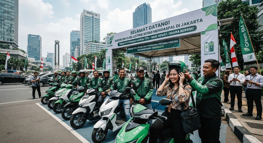 JAVATEKNO MITRA SOLUSI - Layanan Ojol Listrik Green SM Resmi Mengaspal di Jakarta, Tebar Potongan Harga 75%